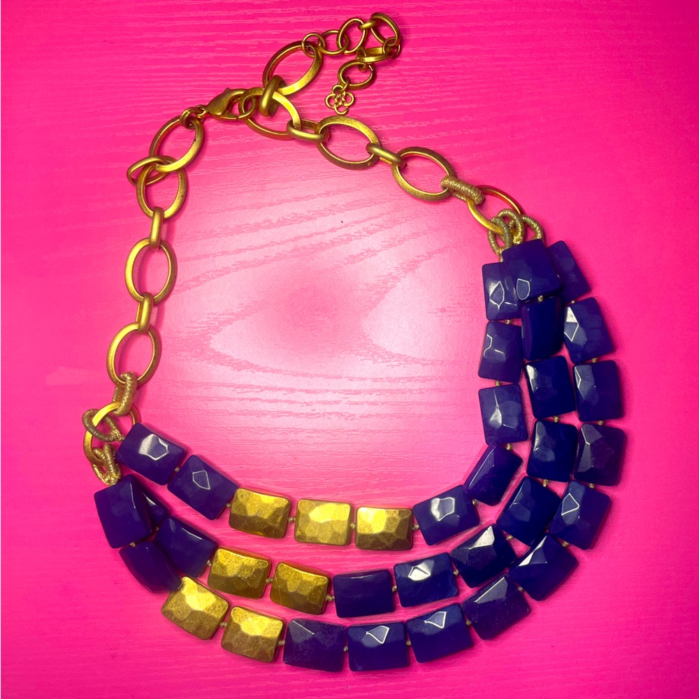 Stella & Dot Blue and Gold Necklace